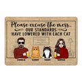 Excuse The Mess Cat Mom Cat Dad Funny Housewarming Gift Personalized Doormat