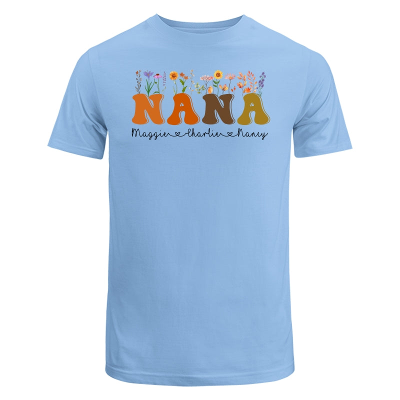 Fall Autumn Flowers Leaves On Text Grandma Mom Personalized Shirt