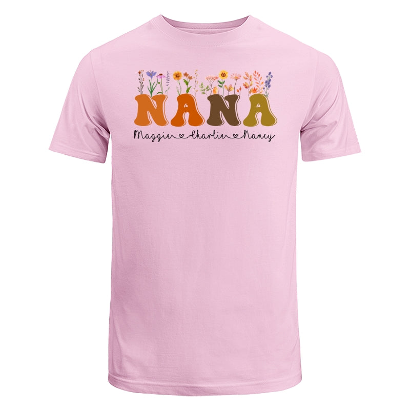 Fall Autumn Flowers Leaves On Text Grandma Mom Personalized Shirt