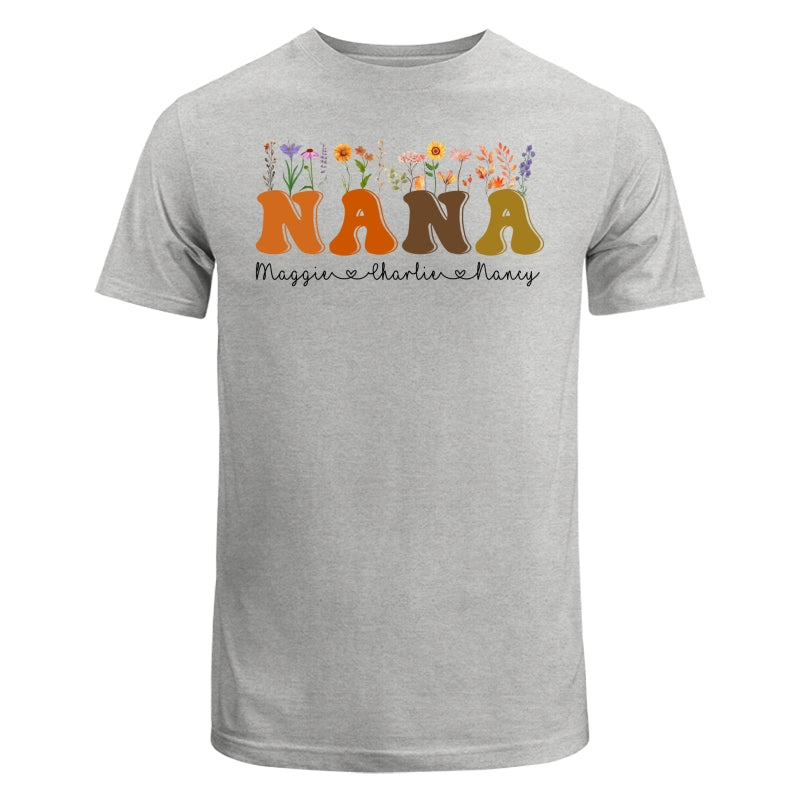 Fall Autumn Flowers Leaves On Text Grandma Mom Personalized Shirt