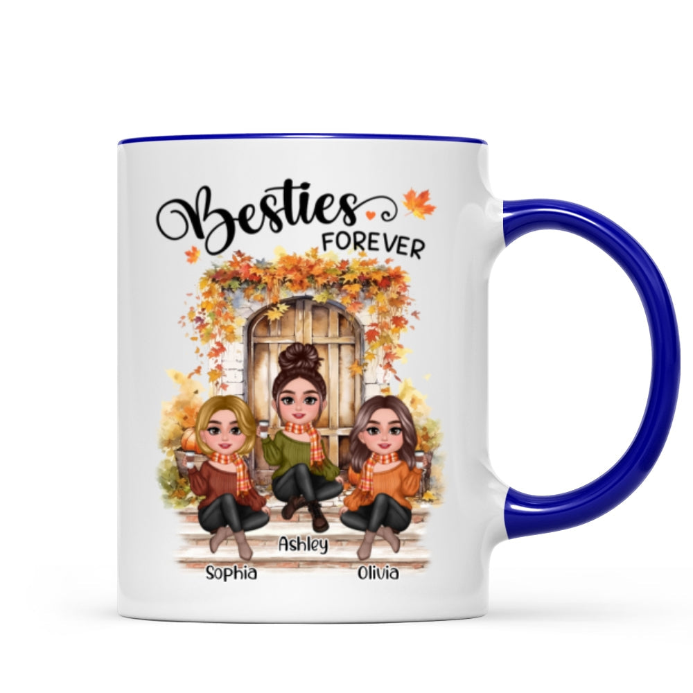 Fall Season Autumn Door Besties Sisters Personalized Mug